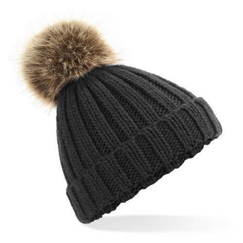 Bonnet Enfant Grosse Maille à Pompon - Personnalisable par Sérigraphie