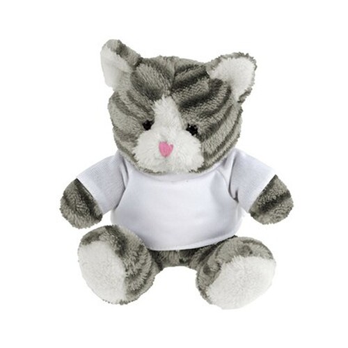 Chat en peluche avec T-shirt personnalisable - 16 cm