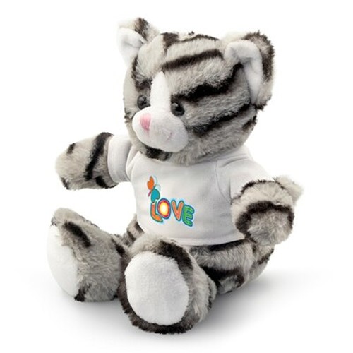 Chat en peluche avec T-shirt personnalisable - 16 cm