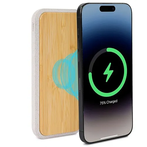 Chargeur Sans Fil 10000 mAh Écologique Paille de Blé & Bambou
