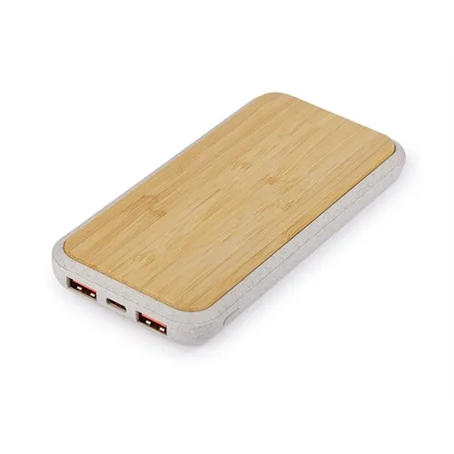 Chargeur Sans Fil 10000 mAh Écologique Paille de Blé & Bambou