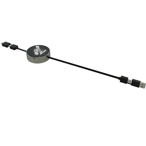 Câble Rétractable 4-en-1 65W Personnalisable avec Logo Lumineux LED