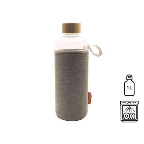 Gourde en verre borosilicate 1L avec housse néoprène personnalisable