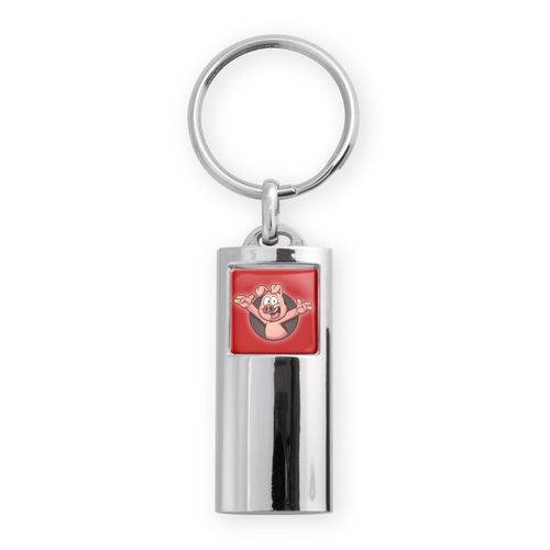 Porte-clés Totem Zamac Personnalisé - Finition Nickel Brillant