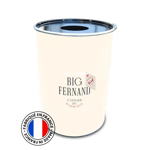 Poubelle Baril 200L Personnalisable - Acier Recyclé Fabrication Française