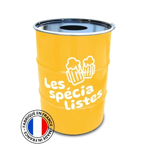 Poubelle Baril 200L Personnalisable - Acier Recyclé Fabrication Française