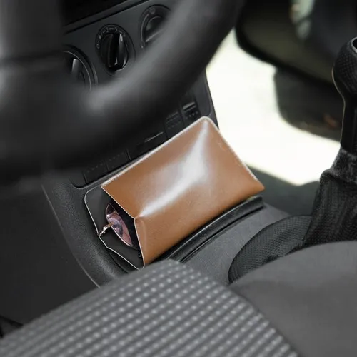 ETUI LUNETTES EN SIMILI-CUIR LISSE MARRON - MADE IN EUROPE