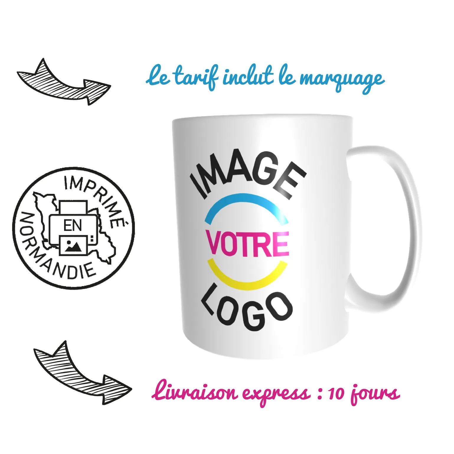 Mug Céramique 330ml Personnalisable - Sublimation Totale
