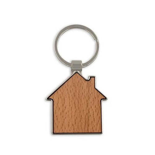 Porte-clés Maison en Bois Personnalisable - Objet Publicitaire Écologique