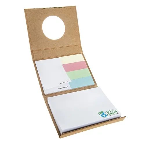 Set de notes adhésives écologique avec couverture kraft personnalisable
