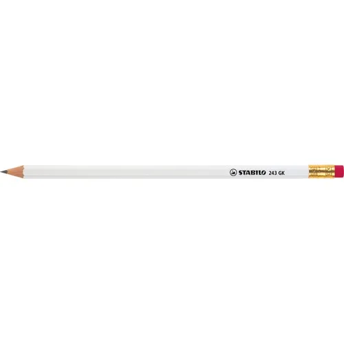 Crayon graphite hexagonal blanc personnalisable avec gomme intégrée