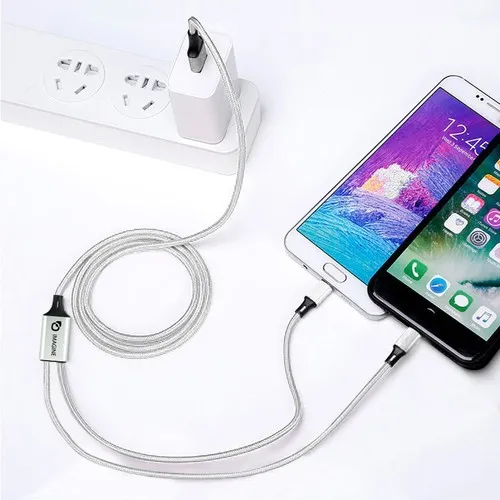 CÂBLE DE CHARGE 4 EN 1 20W EN MATÉRIAUX RECYCLÉS - SILVER