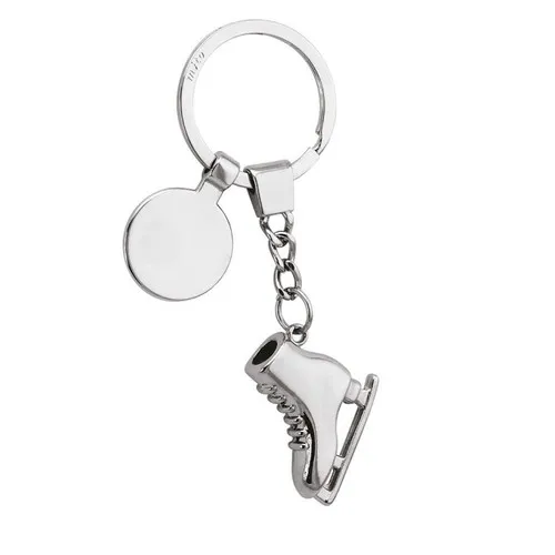 Porte-clés Patins à Glace avec Jeton - Métal Chromé Personnalisable