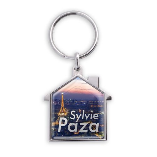 Porte-Clés Zamac Forme Maison Personnalisable - Finition Nickel