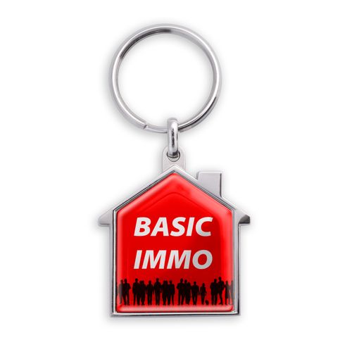 Porte-Clés Zamac Forme Maison Personnalisable - Finition Nickel