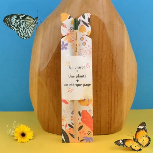 Crayon à Graines Publicitaire avec Étui Papillon - Cadeau Écologique