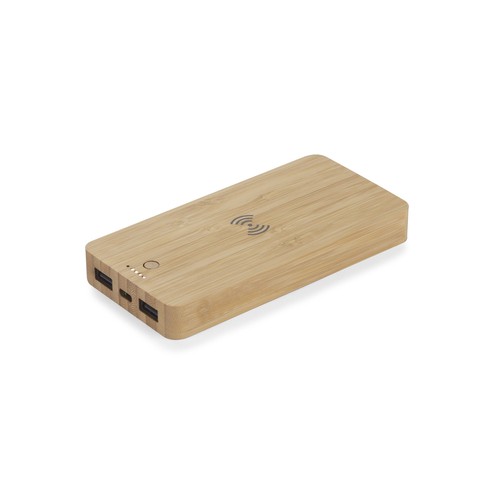Powerbank Bambou 10000 mAh avec Chargement Sans Fil Personnalisable