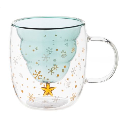 Mug de Noël Double Paroi Personnalisable avec Couvercle Bambou