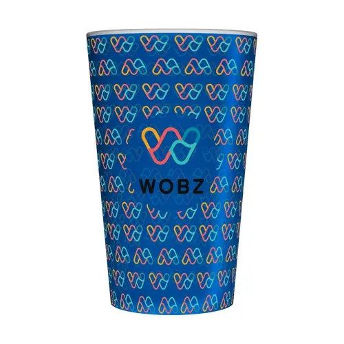 Gobelet réutilisable personnalisé 25cl bleu - Quadrichromie (Fond Wobz)