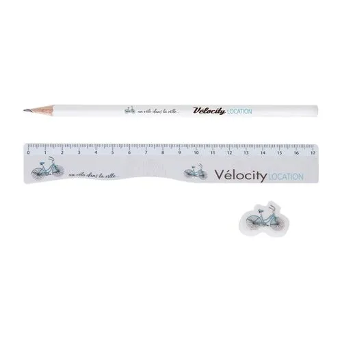 Set Bureau 3 Pièces Personnalisable - Règle, Gomme & Crayon