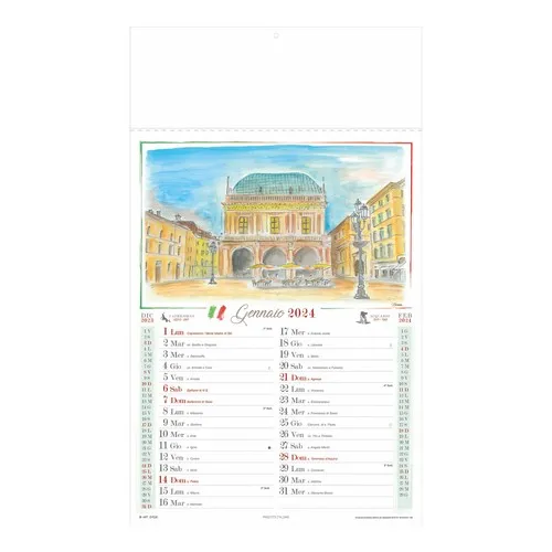 Calendrier Mural Villes d'Italie Personnalisable - Format Trimestriel