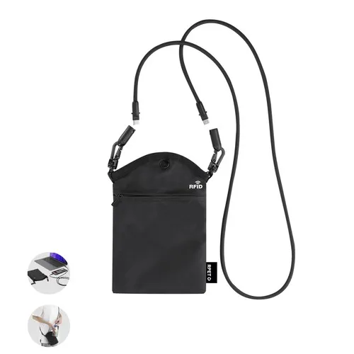 Pochette Tour de Cou Multifonction RFID avec Câble de Charge Intégré