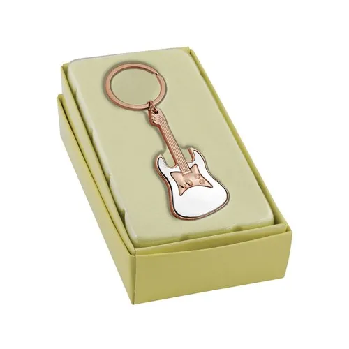 Porte-clés Guitare Métal Or Rose Personnalisable par Sérigraphie