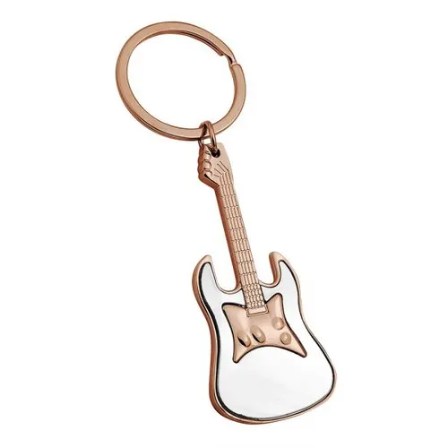 Porte-clés Guitare Métal Or Rose Personnalisable par Sérigraphie