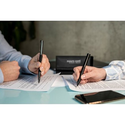 Set d'Écriture Prestige Métal Noir - Stylo Plume et Bille en Coffret