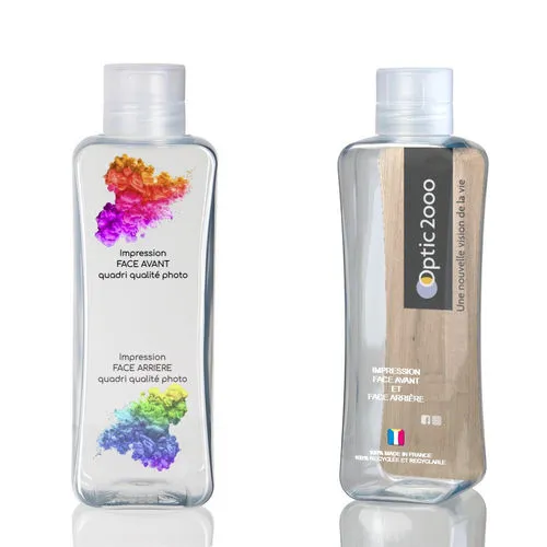 Gourde transparente 75cl personnalisée - Fabrication française 2 faces