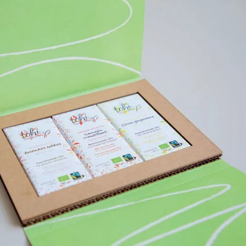 Coffret 4 Mini Chocolats Bio Équitables Personnalisable