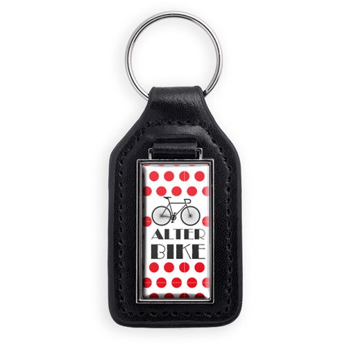 Porte-clés Rectangle Similicuir Noir - Personnalisable avec Doming