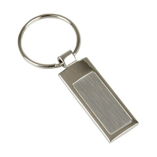 Porte-clés rectangulaire métal argenté personnalisable avec coffret