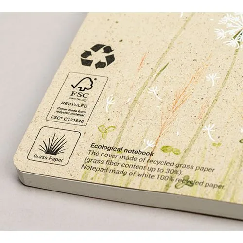 Cahier A5 à couverture souple en papier d'herbe recyclé
