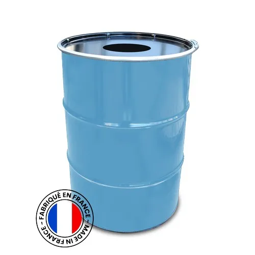 Poubelle Baril 200L Acier Coloré RAL - Personnalisable par Sérigraphie