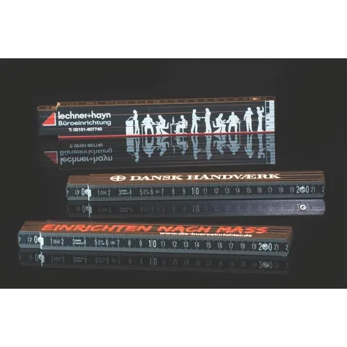 Mètre Pliant en Bois Personnalisable - Design Noir et Argent