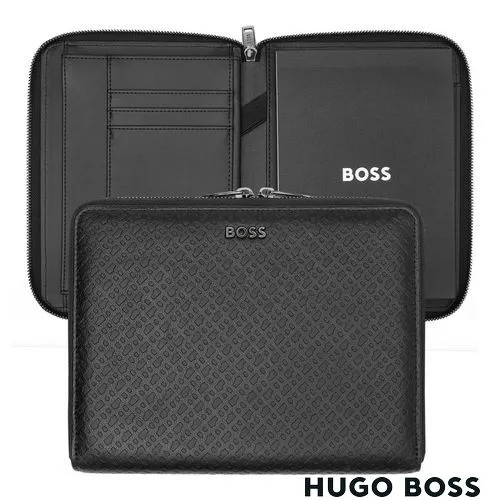 Conférencier A5 Zippé Monogram Noir - Personnalisable par Embossage