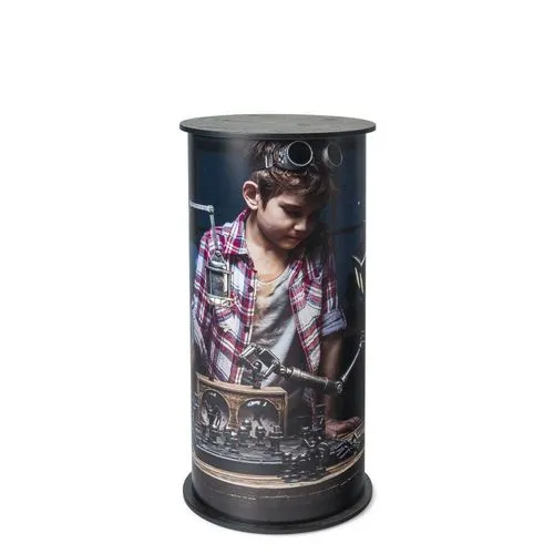 Comptoir d'Accueil Rond Portable avec Visuel Textile 360°