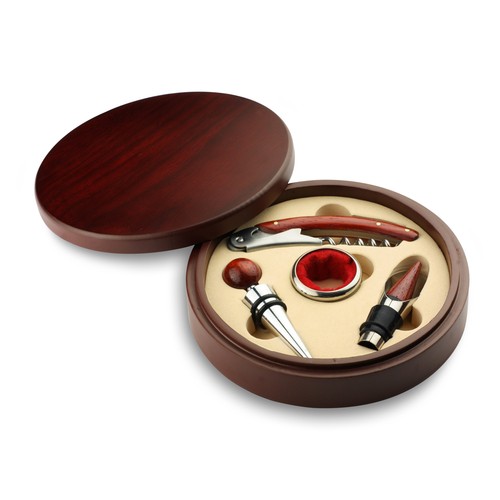 Coffret Accessoires à Vin 4 Pièces en Bois avec Personnalisation