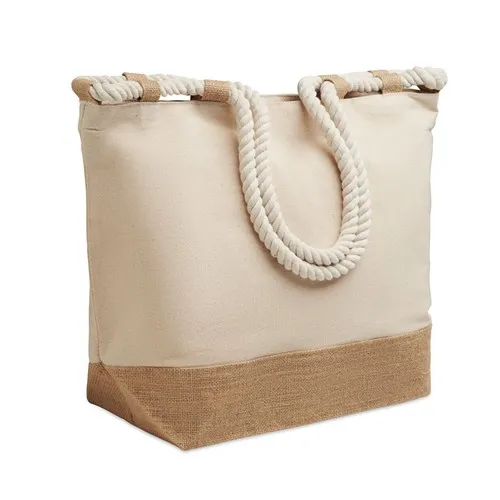 Sac de plage personnalisable en toile coton et jute 280g/m²