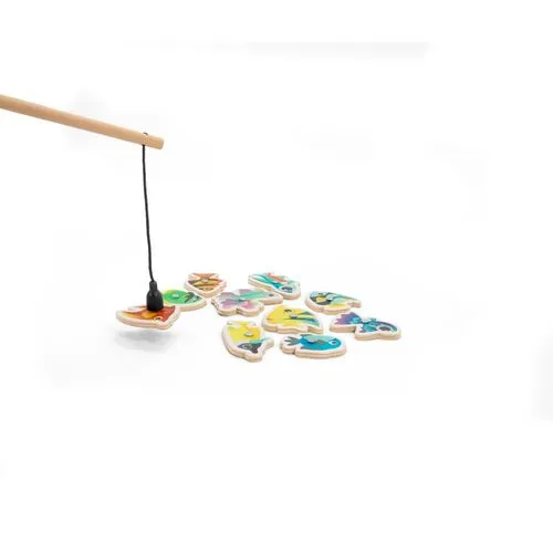 Jeu de pêche en bois personnalisable - 10 poissons et 2 cannes
