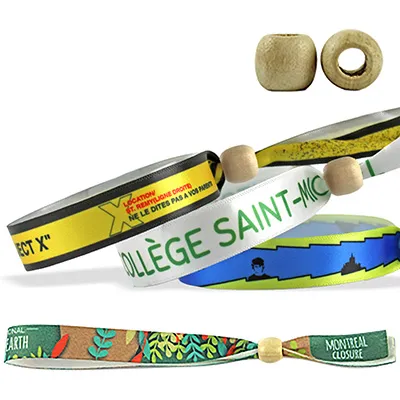 Bracelets Satin Recyclé avec Fermeture Bois Réutilisable