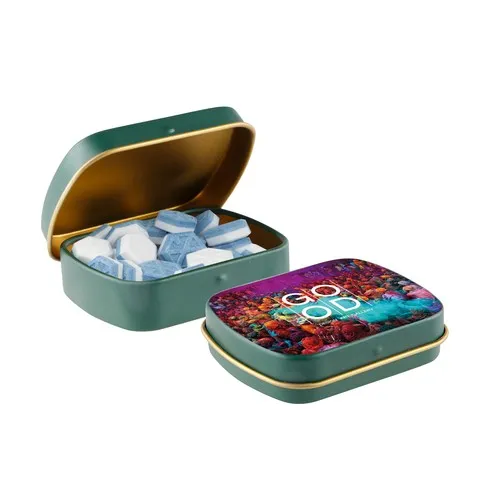 Boîte à charnière personnalisée avec bonbons menthe - Dès 144 ex.