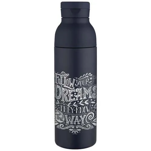 Bouteille Isotherme 650ml Acier Recyclé 3 Couvercles Personnalisable