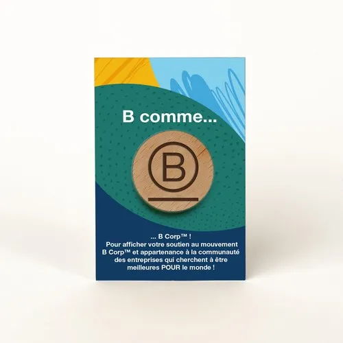 Badge bois personnalisé aimant Ø30mm avec carte - Fabrication française