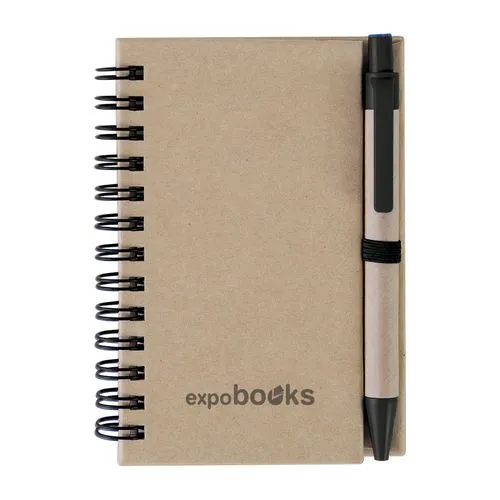 Carnet Spirale 40 Pages Lignées avec Stylo - Carton Recyclé