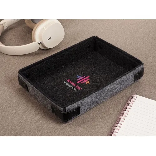 Boîte vide-poches en feutre personnalisable par sérigraphie