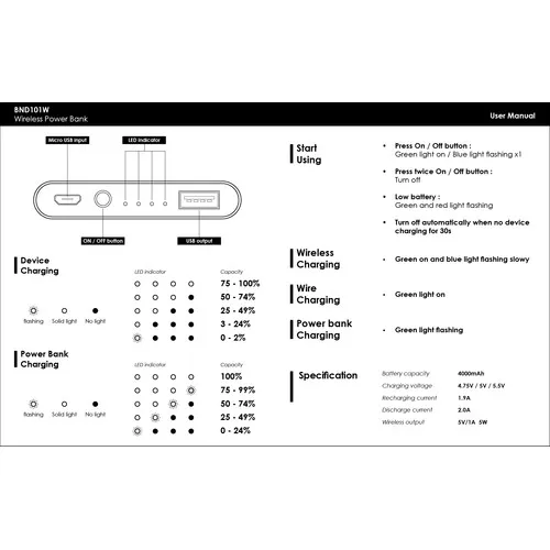 Theta Powerbank induction (Li-poly). STOCK.