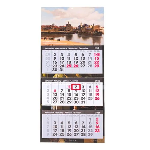 Calendrier Mural 3 Mois Personnalisable - 12 Feuilles