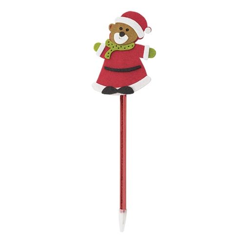 Stylo Bille Festif de Noël Personnalisable - Décor Feutrine Rouge